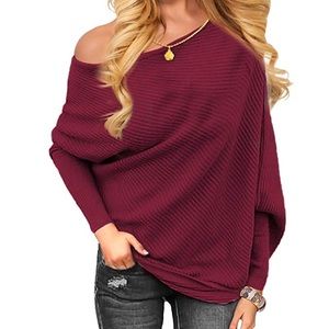 Knit off shoulder sweater shirt